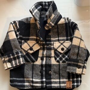 Little Bipsy Black & Cream Plaid Button-Up Jacket